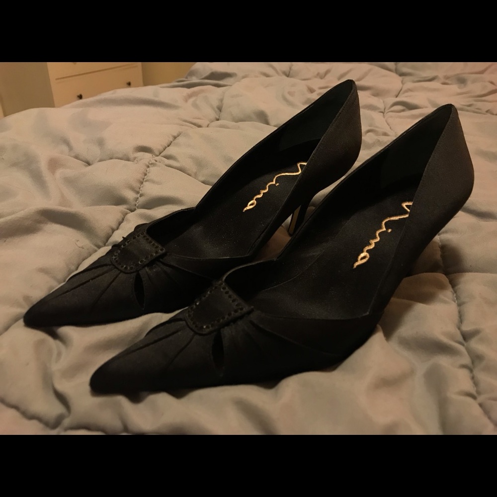 Nina Ricci Black Satin High Heels